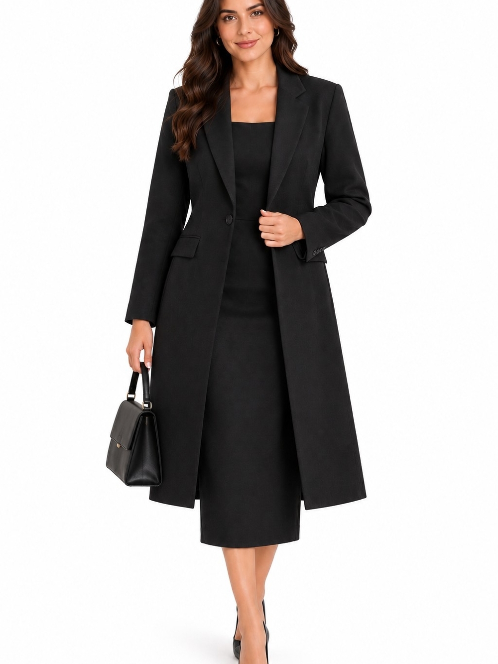 Max Studio Black Long Trench Coat